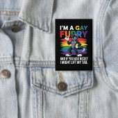 Ik ben een Gay Furry Rainbow Fox Wolf Pride Month Button (Insitu)