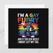 Ik ben een Gay Furry Rainbow Fox Wolf Pride Month Kaart (Voorkant / Achterkant)