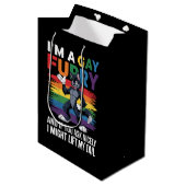 Ik ben een Gay Furry Rainbow Fox Wolf Pride Month Medium Cadeauzakje (Voorkant Gekanteld)