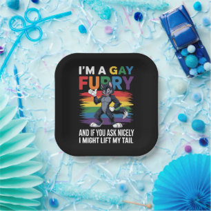 Ik ben een gay furry regenboog vos wolf Pride Mont Papieren Bordje