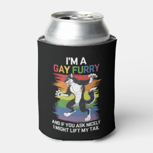 Ik ben een gay furry vos regenboog LGBTQ trots Blikjeskoeler