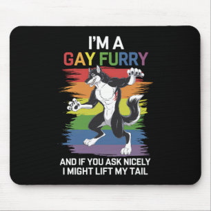 Ik ben een gay furry vos regenboog LGBTQ trots Muismat