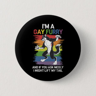 Ik ben een gay furry vos regenboog LGBTQ trots Ronde Button 5,7 Cm