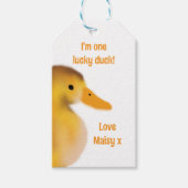 Ik ben een geluk eend gunst cadeaulabel (Voorkant)