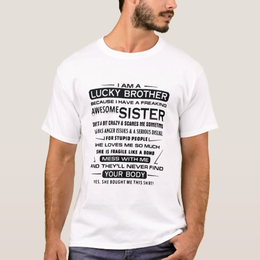 Ik ben een gelukkige broeder cadeau voor broer t-shirt (Voorkant)