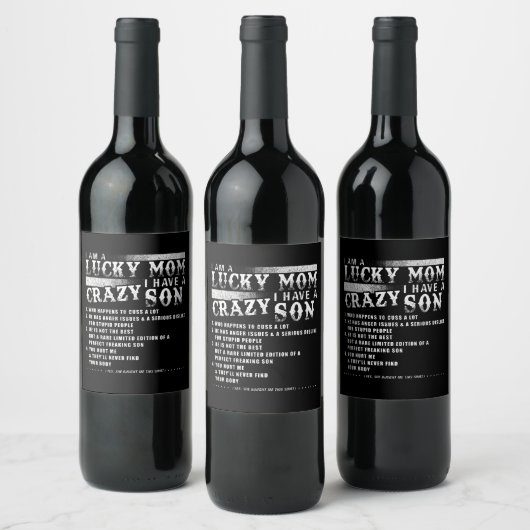 Ik ben een gelukkige moeder... ik heb een gek idee wijn etiket (Flessen)