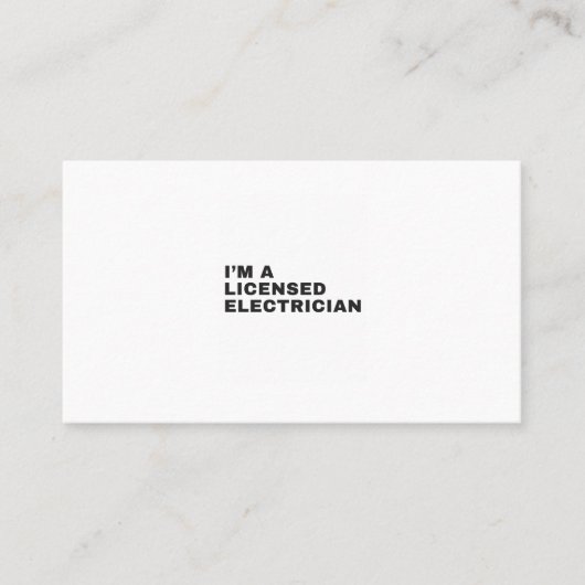IK BEN EEN GEMACHTIGDE ELEKTRICIAN VISITEKAARTJE (Voorkant)
