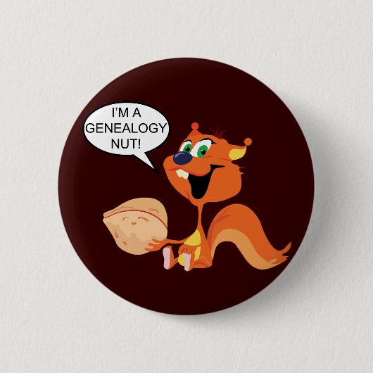 Ik ben een Genealogie Nut Squirrel Ronde Button 5,7 Cm (Voorkant)