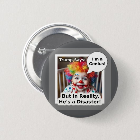 Ik ben een geniale baby clown cartoon ronde button 5,7 cm (Voorkant /achterkant)
