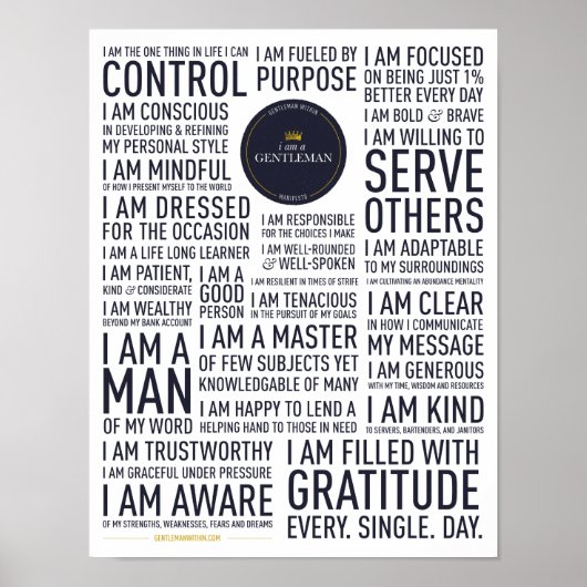 Ik ben een Gentleman Manifesto Poster (wit) (Voorkant)