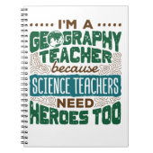Ik ben een geografische leraar Funny Heroes-waarde Notitieboek (Voorkant)