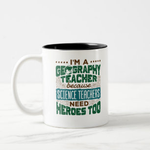 Ik ben een geografische leraar Funny Heroes-waarde Tweekleurige Koffiemok
