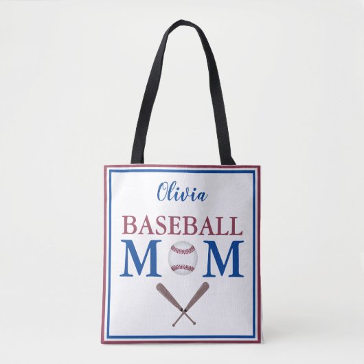 Ik ben een gepersonaliseerde honkbalmoeder tote bag (Voorkant)