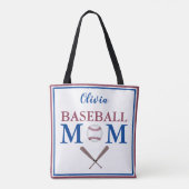 Ik ben een gepersonaliseerde honkbalmoeder tote bag (Achterkant)