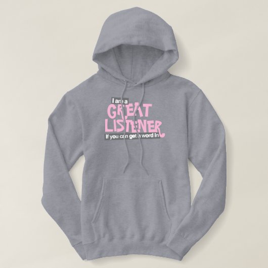 Ik ben een geweldige luisteraar dames plus roze bo hoodie (Design voorkant)