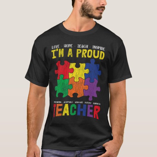 Ik ben een gezaghebbende leraar Autistic Kinder Au T-shirt (Voorkant)