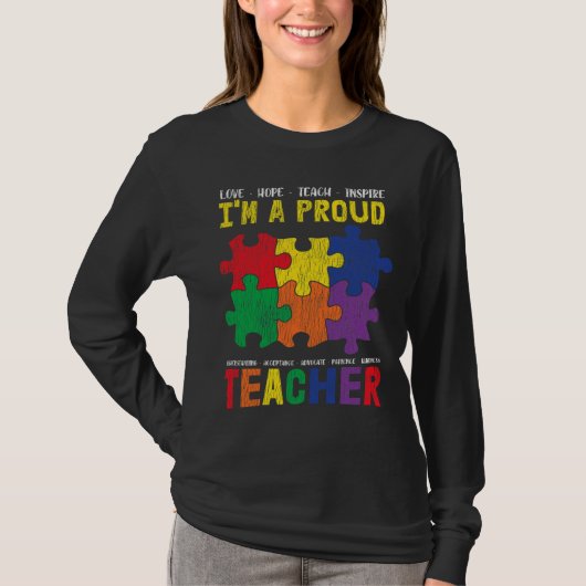Ik ben een gezaghebbende leraar Autistic Kinder Au T-shirt (Voorkant)