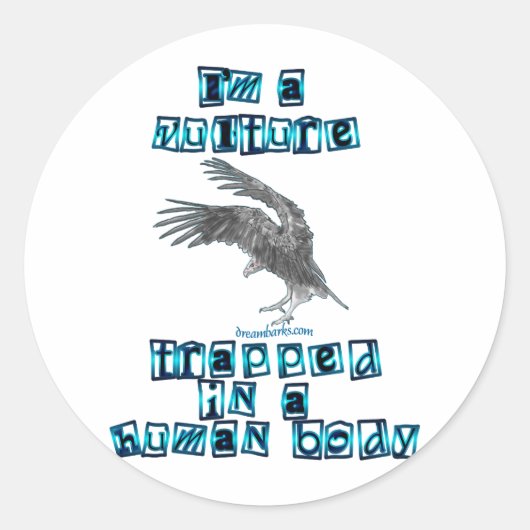 Ik ben een gier ronde sticker (Voorkant)