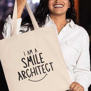 Ik ben een glimlach architect eigenzinnig grappig tote bag