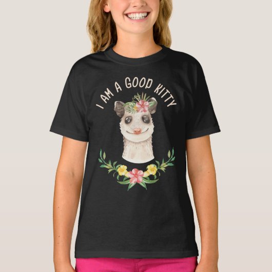 Ik ben een goed Kat grappige Cute Possum Lover Gif T-shirt (Voorkant)