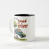 "Ik ben een goede chauffeur" Tweekleurige Koffiemok (Voorkant links)