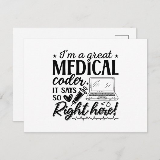 Ik ben een goede ICD-programmeercodering voor arts Briefkaart (Voorkant / Achterkant)