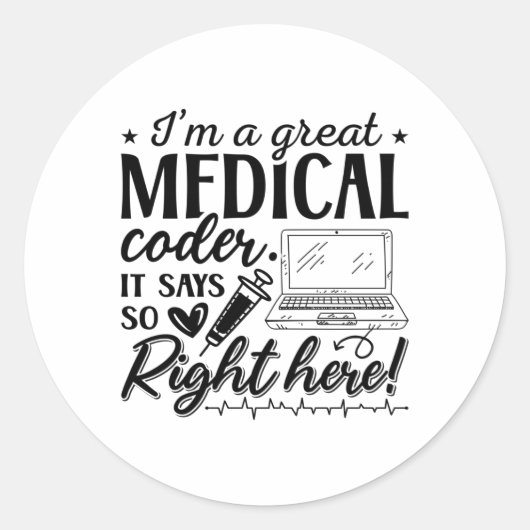 Ik ben een goede ICD-programmeercodering voor arts Ronde Sticker (Voorkant)