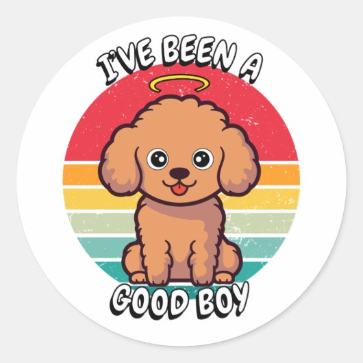Ik ben een goede jongen geweest - bruine hond ronde sticker (Voorkant)