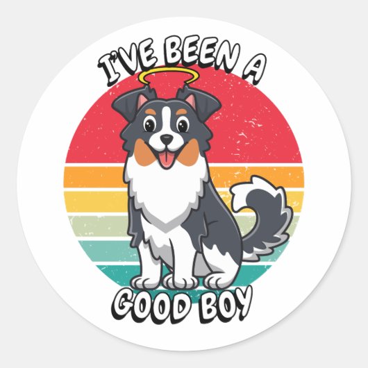 Ik ben een goede jongen geweest - collie hond ronde sticker (Voorkant)