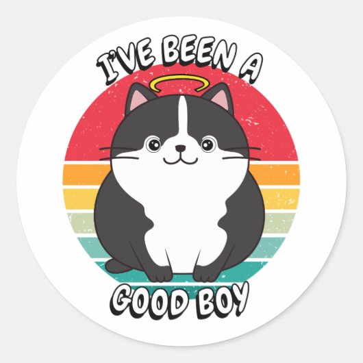 Ik ben een goede jongen geweest - dikke kat ronde sticker (Voorkant)