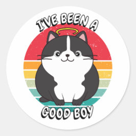 Ik ben een goede jongen geweest - dikke kat ronde sticker