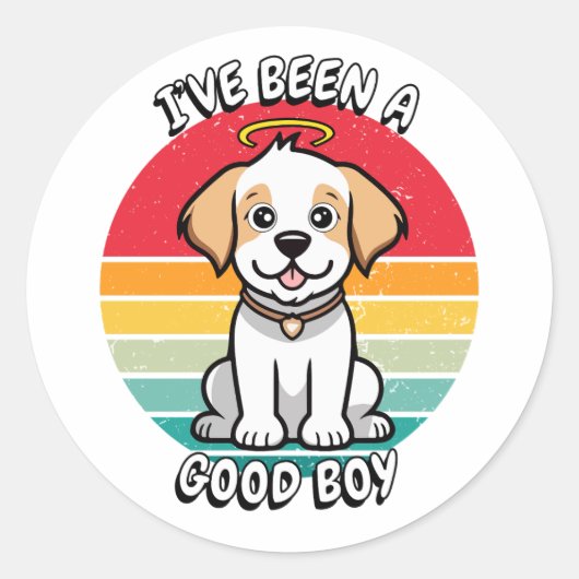 Ik ben een goede jongen geweest - gelukkige hond ronde sticker (Voorkant)