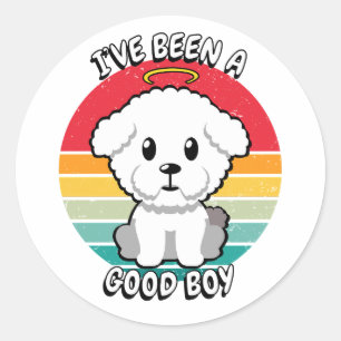 Ik ben een goede jongen geweest - pluizige hond ronde sticker