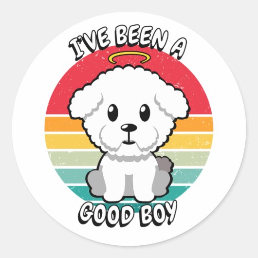 Ik ben een goede jongen geweest - pluizige hond ronde sticker (Voorkant)