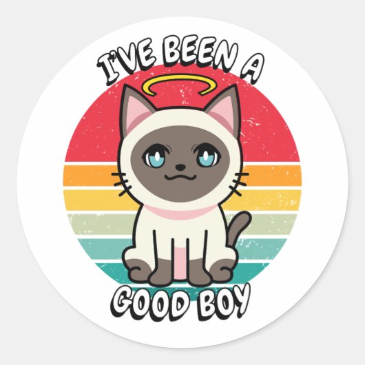 Ik ben een goede jongen geweest - siamese kat ronde sticker (Voorkant)