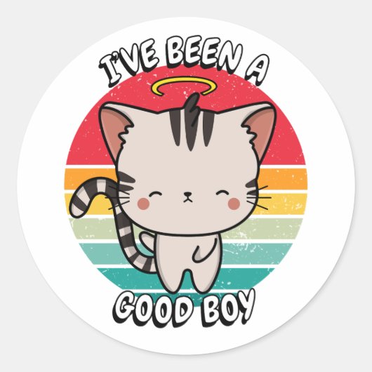 Ik ben een goede jongen geweest - tabby kat ronde sticker (Voorkant)