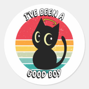Ik ben een goede jongen geweest - zwarte kat ronde sticker