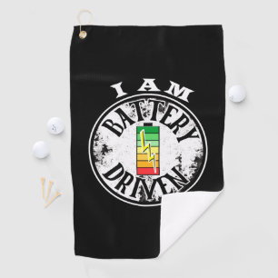 Ik ben een golfhanddoek met een batterij