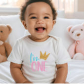 Ik ben een gouden glitter kroon eerste verjaardag romper