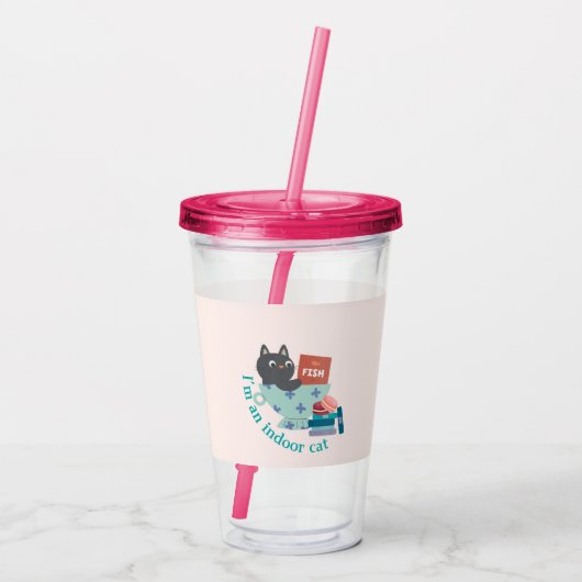 Ik ben een grappige binnenkat acryl drinkbeker (Achterkant)