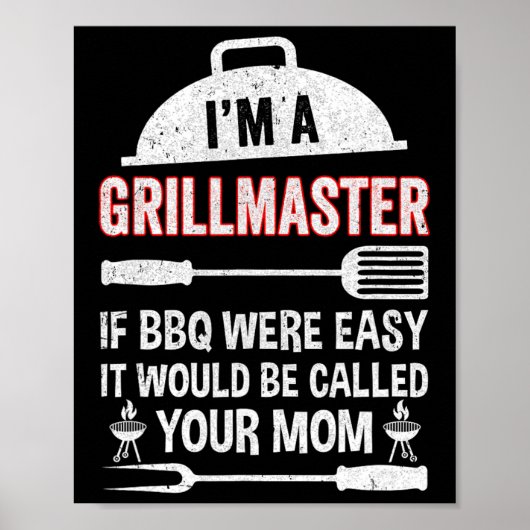 Ik ben een grillmeester als BBQ gemakkelijk grappi Poster (Voorkant)