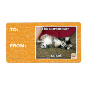 Ik ben een groot eng monster etiket (Voorkant)