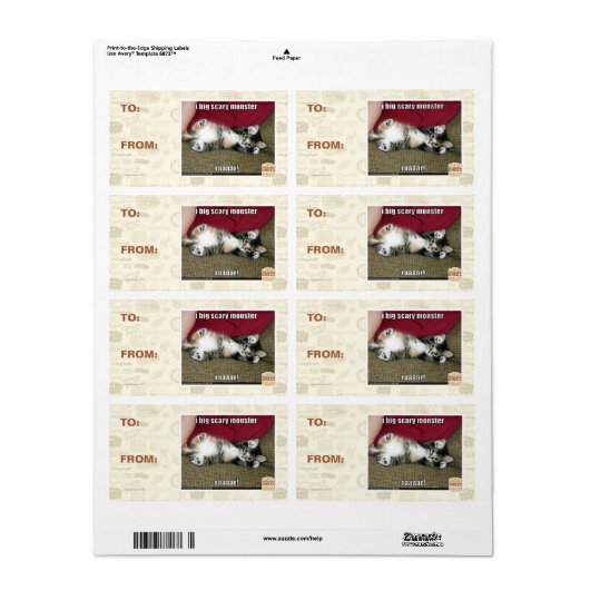 Ik ben een groot eng monster etiket (Full Sheet)