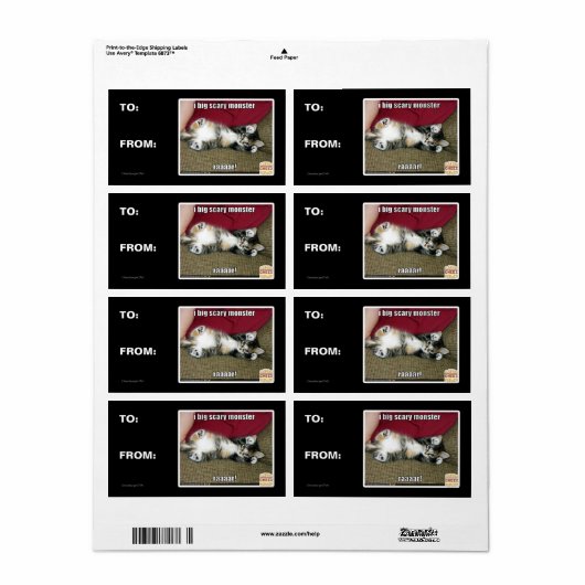 Ik ben een groot eng monster etiket (Full Sheet)