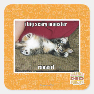 Ik ben een groot eng monster vierkante sticker