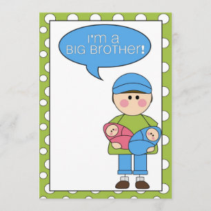 Ik ben een grote broeder (jongen/meisje tweeling)  aankondiging