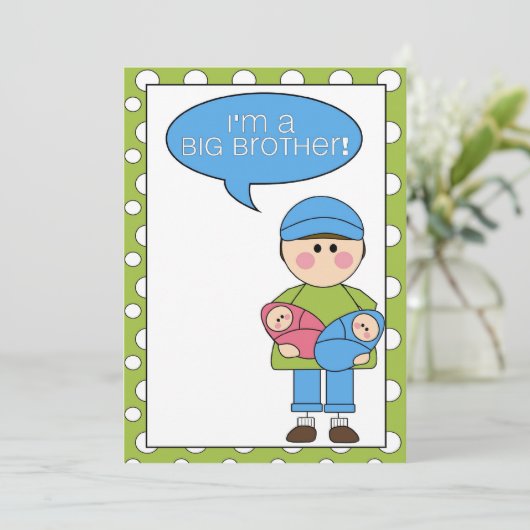 Ik ben een grote broeder (jongen/meisje tweeling)  aankondiging (Staand voorkant)