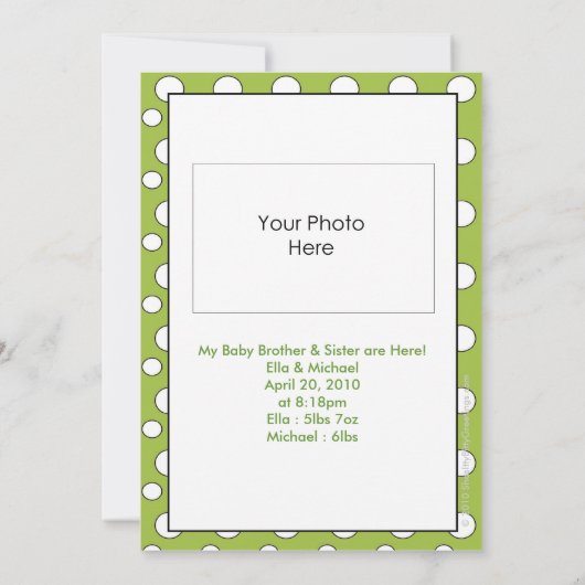 Ik ben een grote broeder (jongen/meisje tweeling)  aankondiging (Achterkant)