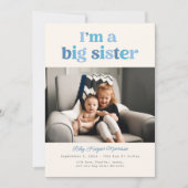 Ik ben een grote zus (blauw) platte aankondiging K (Voorkant)