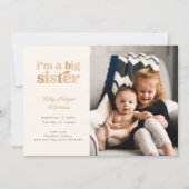 Ik ben een grote zus (neutraal) Foto Geboorte Aankondiging (Voorkant)